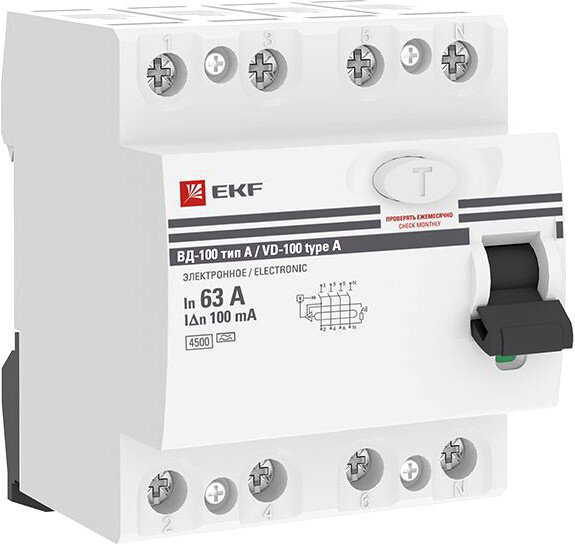 

Устройство защитного отключения EKF PROxima ВД-100 4P 63А100м elcb-4-63-100-e-a-pro