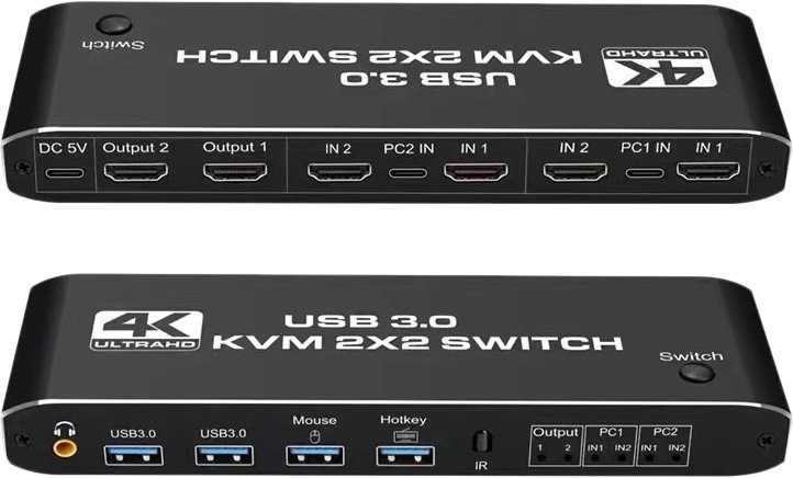 

KVM переключатель USBTOP 2х2 HDMI 4K USB3.0