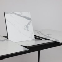 Кухонный стол Алвест AV 1209 120-160х80 (мрамор белый/черный)