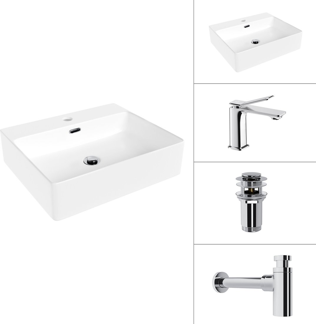 Умывальник Lauter 21478 + Allure 21C618С + сифон 21635CH + донный клапан 21190CH (хром)