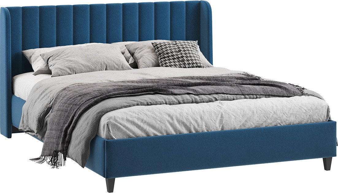 Кровать Трия Шанель с ПМ 1600 Тип 1 (микровелюр Wellmart Blue)