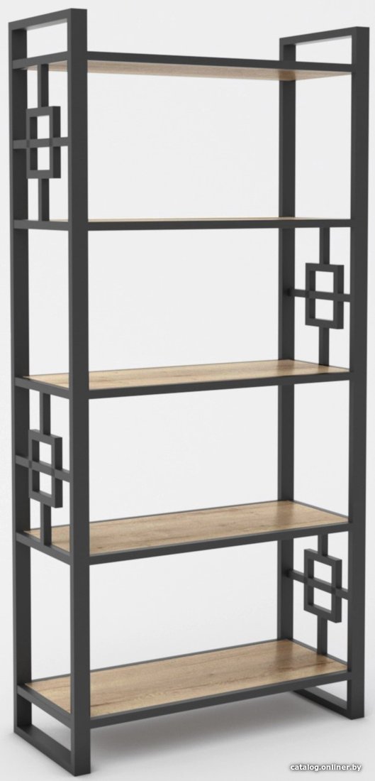 Стеллаж Hype Mebel Квадро 80x170 (черный/древесина белая)
