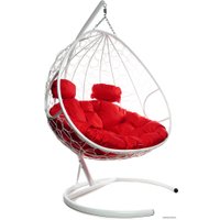 Подвесное кресло M-Group Для двоих 11450106 (белый ротанг/красная подушка)