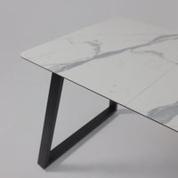 Кухонный стол Lepremo AV 1208 HPL+МДФ раздвижной 1200-1600x800 (мрамор белый/черный)