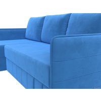 Угловой диван Лига диванов Слим левый (велюр голубой)