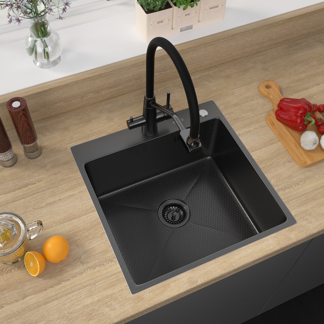 

Кухонная мойка ARFEKA Eco AR 500*500 Black PVD Nano Decor
