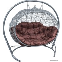 Подвесной диван M-Group Улей 11210305 (серый ротанг/коричневая подушка)