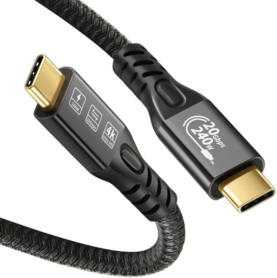 Кабель USBTOP PD 240W USB Type-C - USB Type-C (с чипом E-Marker, 3 м, черный)