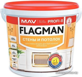 Шпатлевка MAV Flagman Profi-8 Старт-Финиш (5 л, белый)