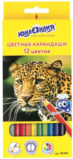 

Набор цветных карандашей Юнландия Мир животных 181383 (12 цв)