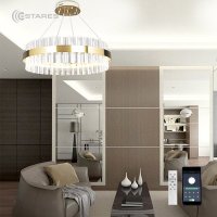 Подвесная люстра Estares Sofia 100W R-APP-500x1000-Gold/Clear-220-IP20_Ч