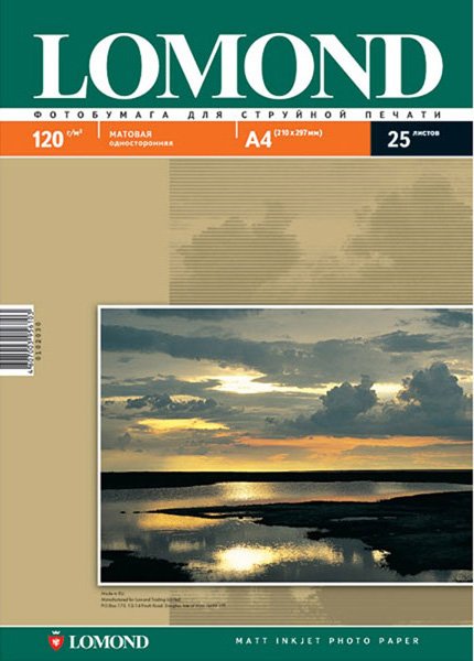 

Фотобумага Lomond Односторонняя матовая A4 120г/м2 25л (0102030)