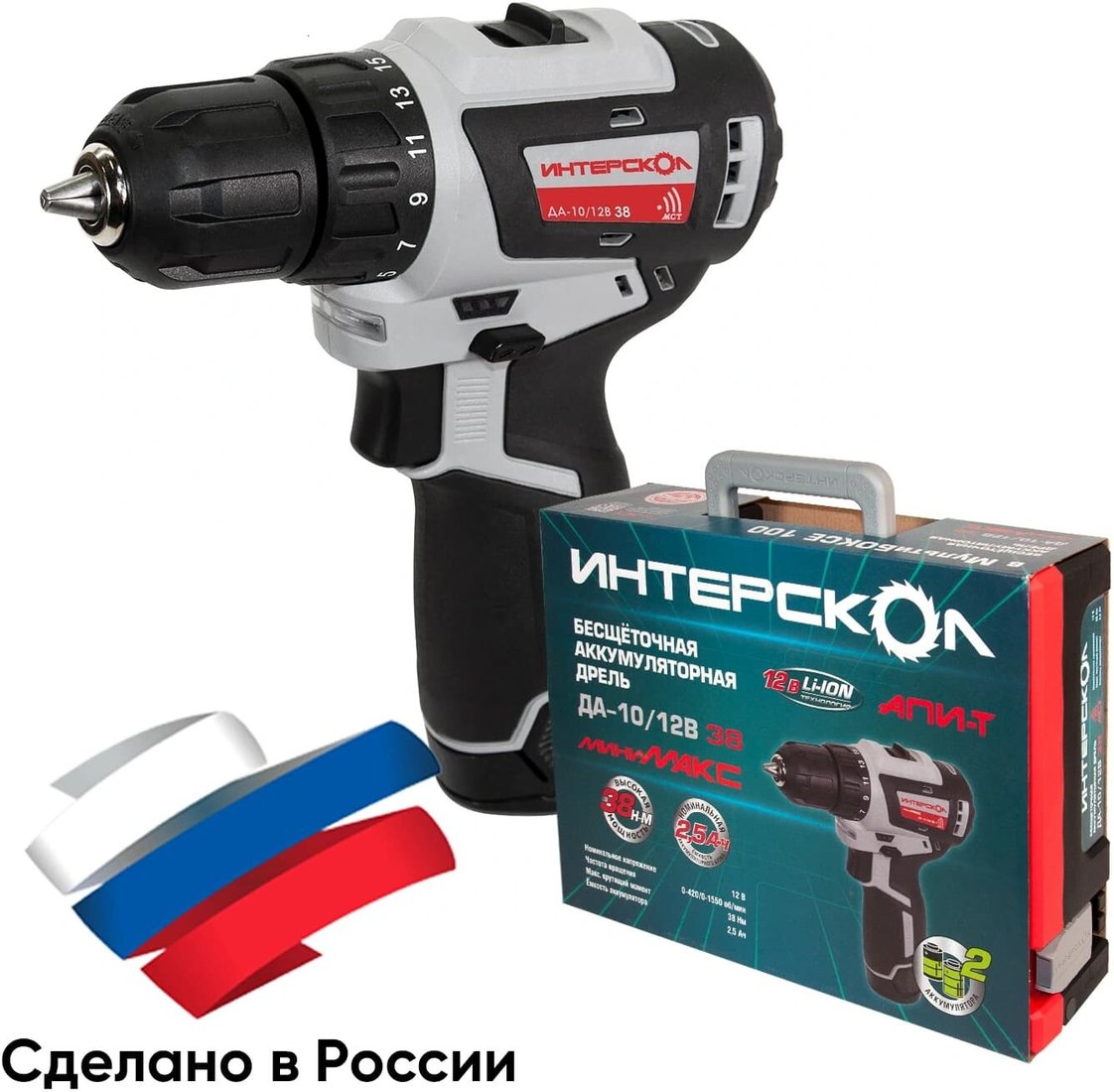 Дрель-шуруповерт Интерскол ДА-10/12В 38 757.2.2.46 (с 2-мя АКБ, кейс)