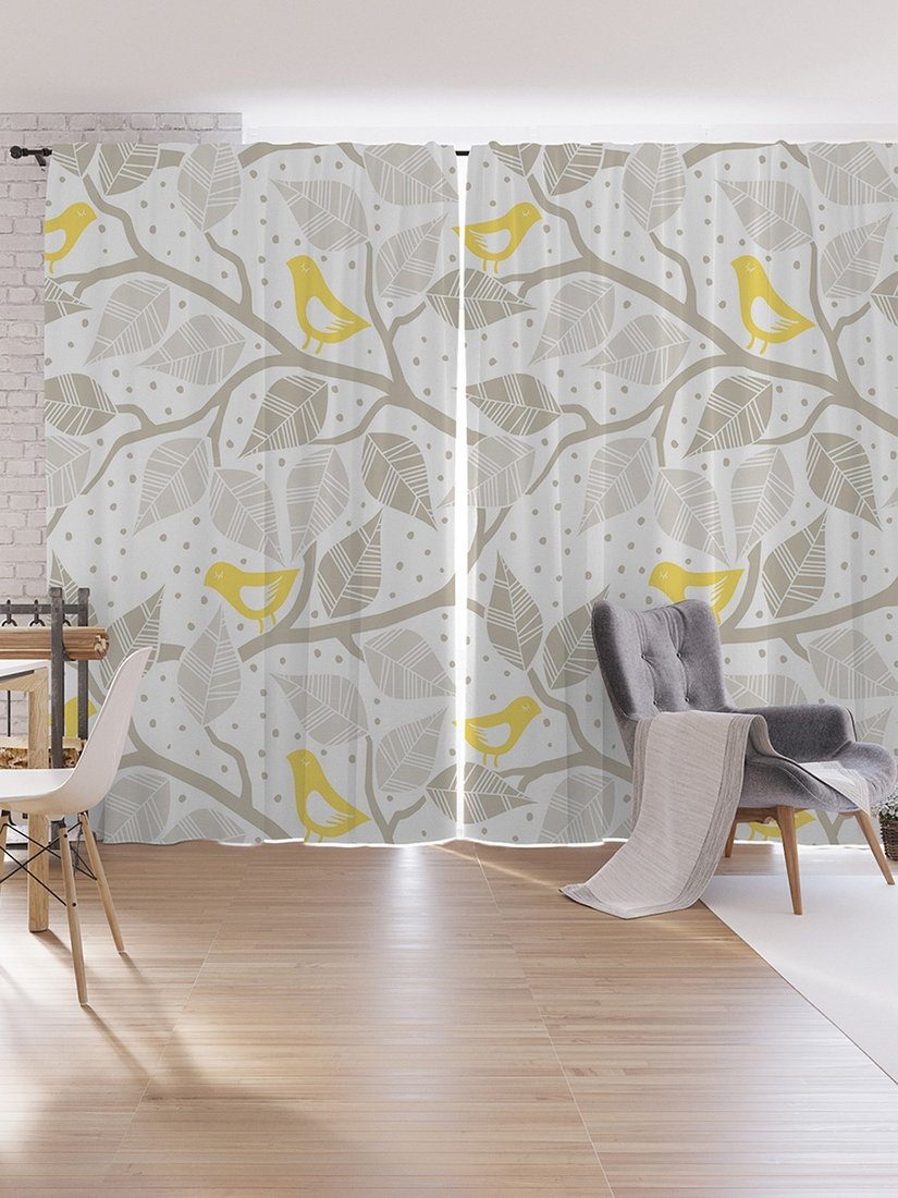 

Комплект штор JoyArty Светлые птицы на ветках Oxford DeLux 1.7x2.65 м (2 шт)