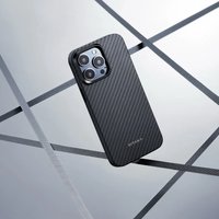 Чехол для телефона Pitaka MagEZ Case 4 для iPhone 15 Pro (1500D twill, черный/серый)