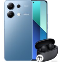 Телефон Xiaomi Redmi Note 13 8GB/256GB с NFC международная версия (ледяной синий) и Xiaomi Redmi Buds 4 Active (черный) по акции