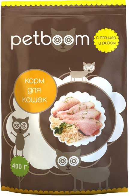 

Сухой корм для кошек PetBoom Для взрослых кошек с птицей и рисом 0.4 кг