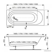 Ванна VagnerPlast Kasandra 170x70 VPBA177KAS2X-04 (с каркасом и 2 экранами)