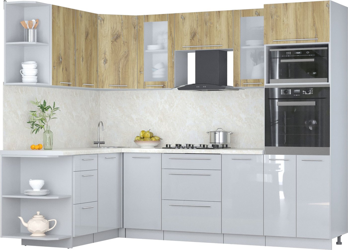 

Готовая кухня Интерлиния Мила Пластик 1.68x2.6 LV (дуб эпоксид/туманный глянец/опал светлый)