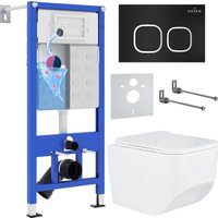 Унитаз подвесной Roxen Boro One Rimless 6 в 1 StounFix Dual Fresh 545698 (кнопка: черный матовый)