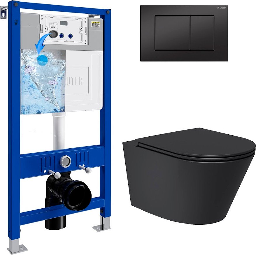 

Унитаз подвесной Lauter Longer 2110822 + 21901002 (кнопка прямоугольная, черный/черный)