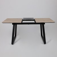 Кухонный стол Lepremo AV 1208 HPL+МДФ раздвижной 1200-1600x800 (дуб делано натуральный/черный)