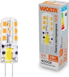 Светодиодная лампочка Wolta WSTD-JC-12V3W4KG4-S 3Вт 4000K G4