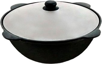 Казан Davr Metall с крышкой плоское дно (8 л)