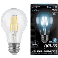 Светодиодная лампочка Gauss Filament A60 E27 8 Вт 4100 К 102802208