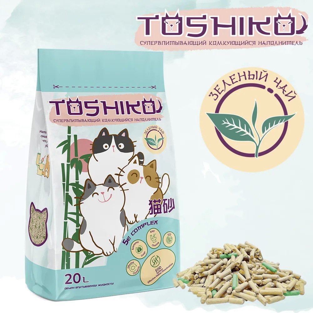 

Наполнитель для туалета Toshiko с ароматом зеленый чай 20 л