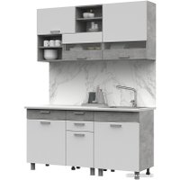 Готовая кухня Стендмебель Денвер 1.6 (белый/ателье светлое) в Гомеле