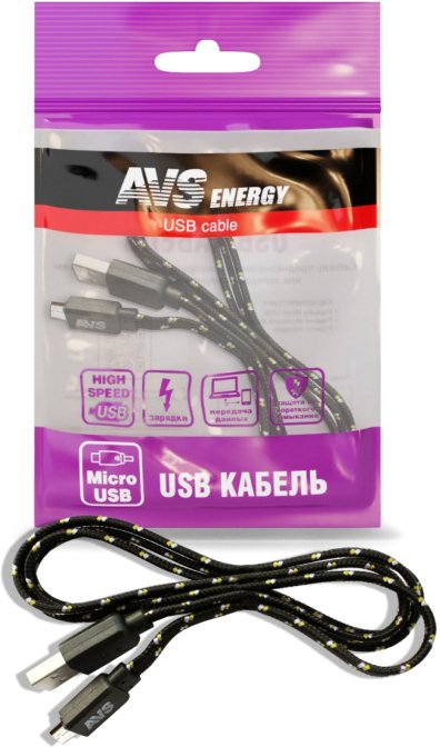 

Кабель AVS MR-321 USB Type-A - microUSB (1 м, черный)