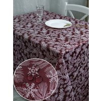 Скатерть Моготекс Красные морозные ветки 02ШС8-14-КВ рис.2634/010101 (220x150)