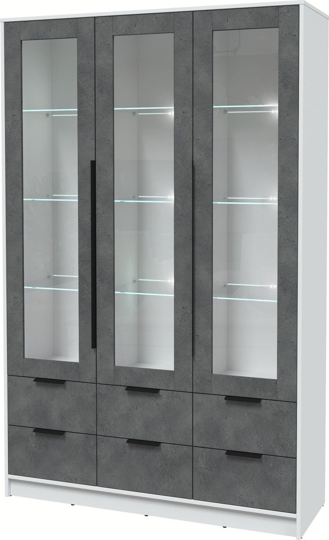 

Шкаф-витрина Интерлиния Концепт КТ-ШВ3 с подсветкой (бетон портленд/белый платинум)