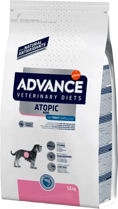 

Сухой корм для собак Advance VetDietAtopic д/мелких пород при дерматозах и аллергии с форелью 7.5 кг