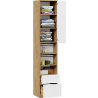 Шкаф-пенал Трия Хилтон комбинированный с 1 дверью и 2 ящиками исп.2 (дуб крафт золотой/белый матовый)