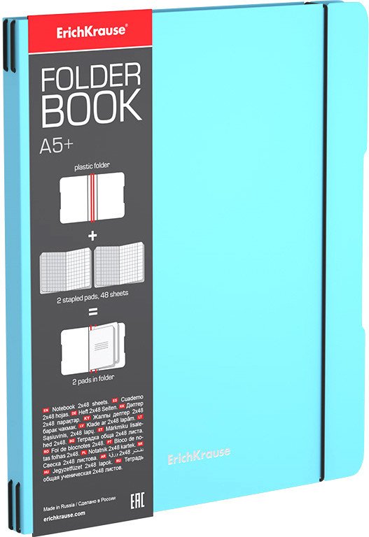 

Полуобщая тетрадь Erich Krause FolderBook Pastel голубой 96 л клетка 51398