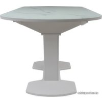 Кухонный стол Аврора Корсика стекло 120-151.5x80 (мрамор белый 2/белый матовый)