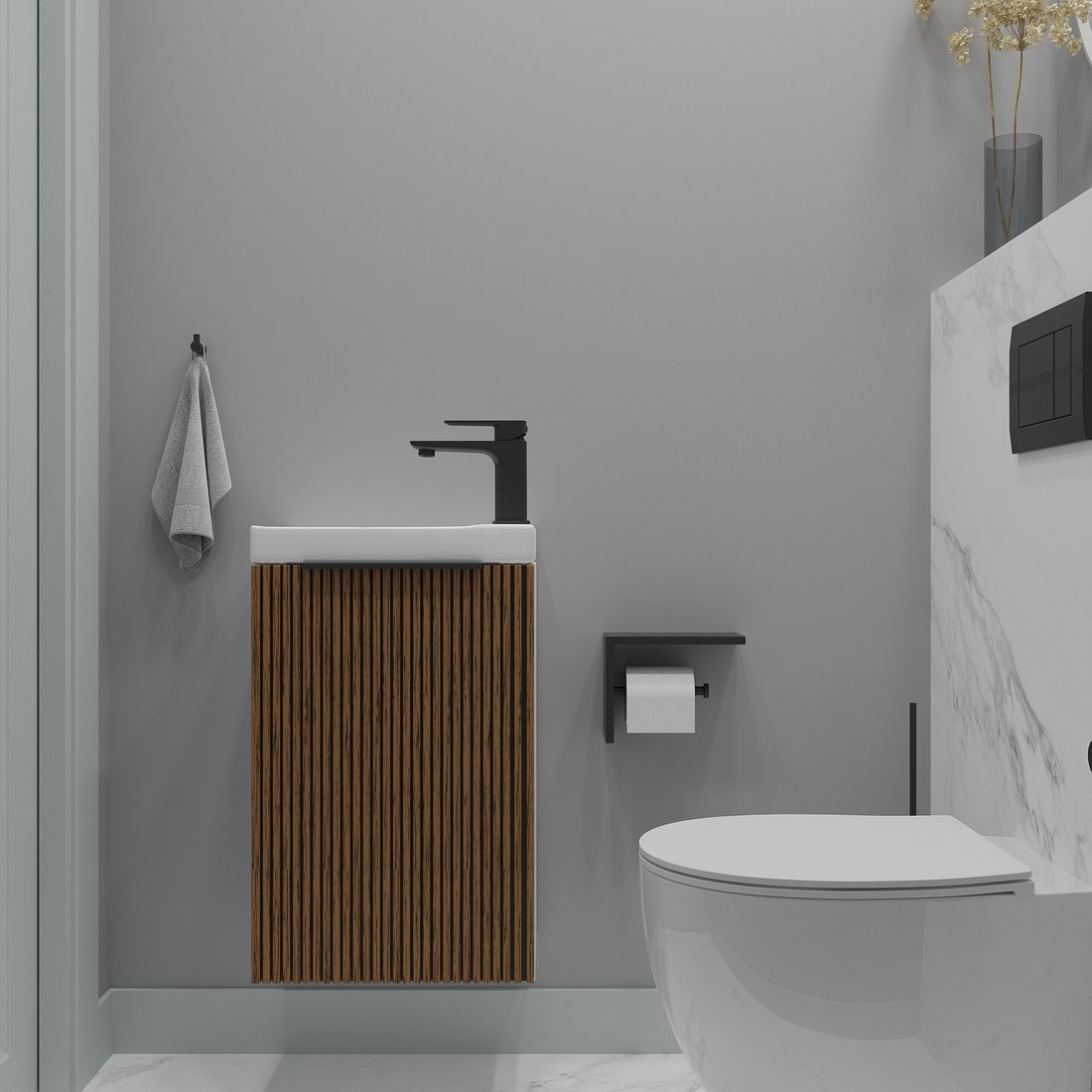 

ЗОВ Тумба под умывальник Монови Слим 40 S40LW0MRM7091B (белый/тростник)