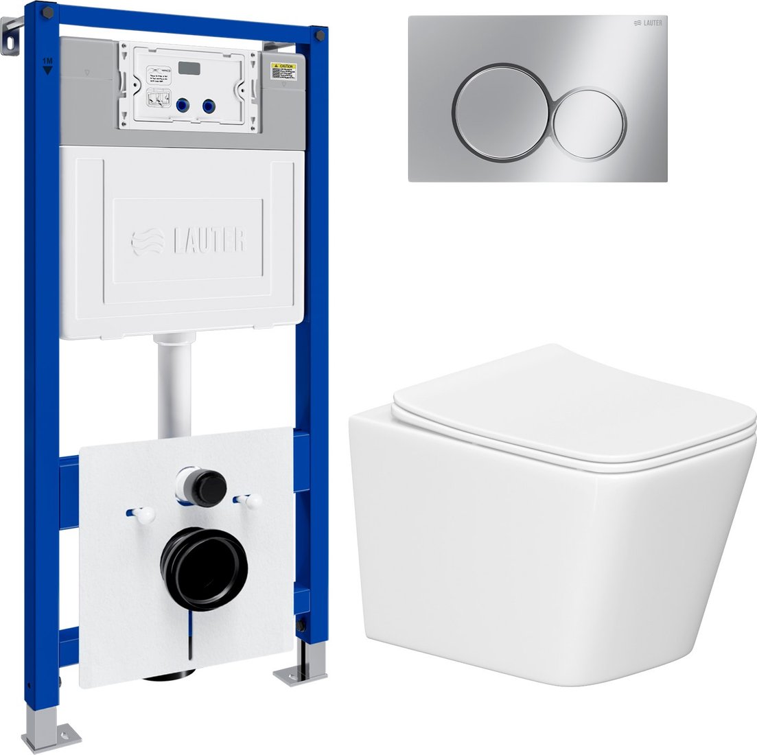 

Унитаз подвесной Lauter Square 214903 с кнопкой 219701E (круглая, хром)