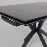 Кухонный стол Lepremo AV 2111 МДФ+керамика раздвижной 1200-1800x800 (черный матовый Shakespeare/черный)