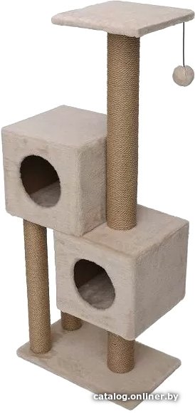 Комплекс Cat House Двойной домик 1.27 (сизаль бежевый)