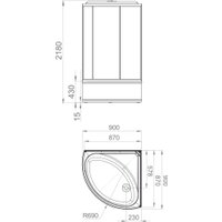 Душевая кабина Domani-Spa Simple 99 High 90x90 DS01Sm99HWM00-V1.2