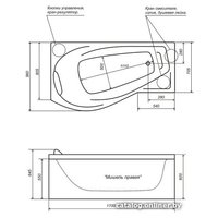 Ванна Triton Мишель 170x96L (с ножками, 2 экранами и сифоном)