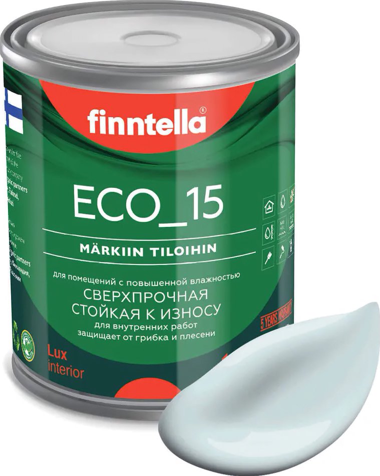

Краска Finntella Eco 15 Kylma F-10-1-1-FL007 0.9 л (холодный голубой)