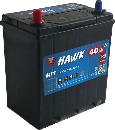 

Автомобильный аккумулятор Hawk Asia 40 JL+ HSMF-42B19FR