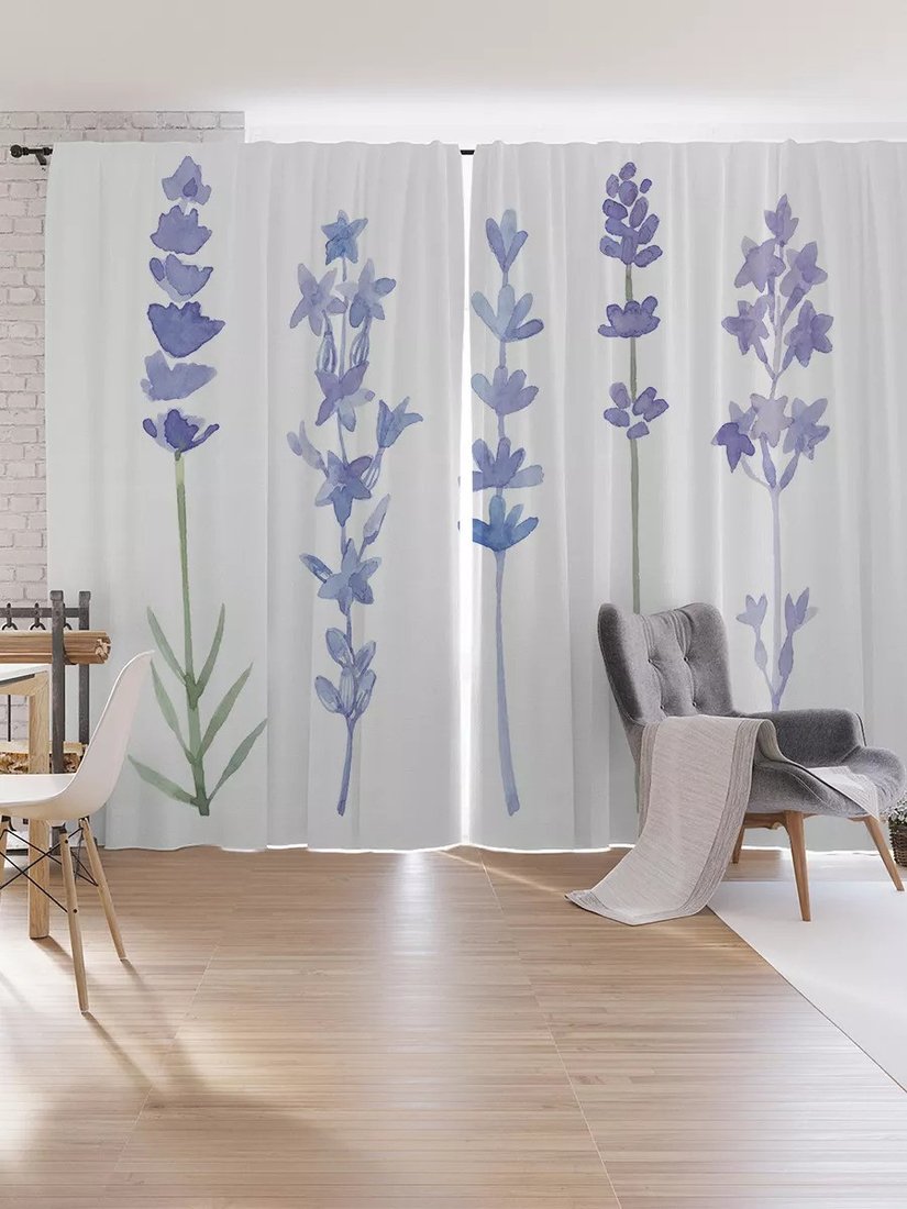 Комплект штор JoyArty Акварельная лаванда p_59525 (145x265)