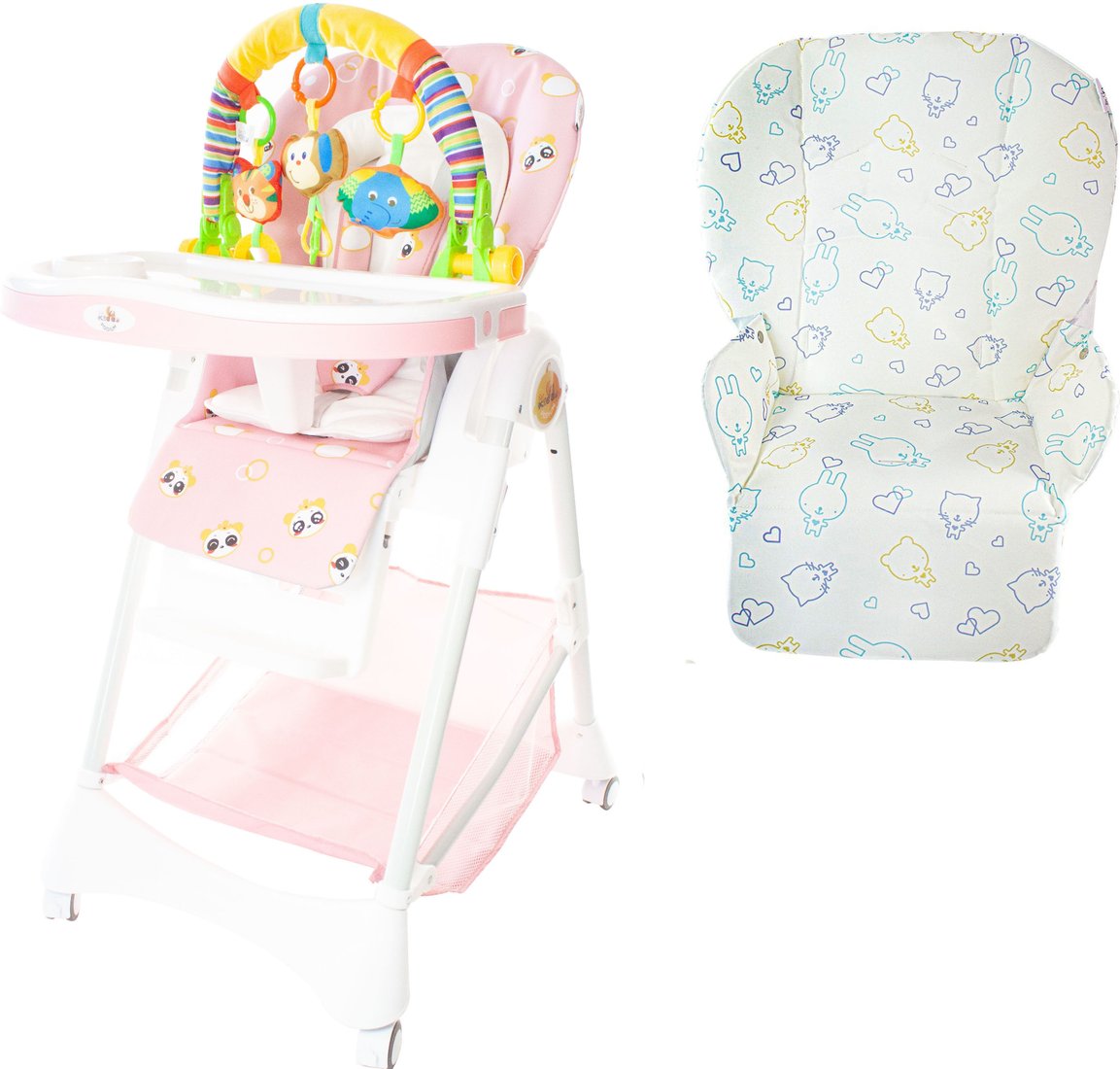

Высокий стульчик ForKiddy Podium Toys 0+ (два чехла +х/б вкладыш, розовый, дуга зоопарк)
