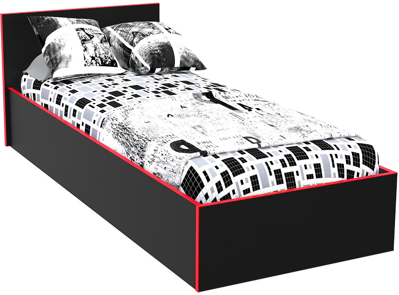 

Кровать МДК Black BL-КР9К 80x200/700x852x2032 (черный/кромка красный)