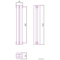 Стальной трубчатый радиатор Сунержа Эстет-11 500х90 2 секции (шампань)